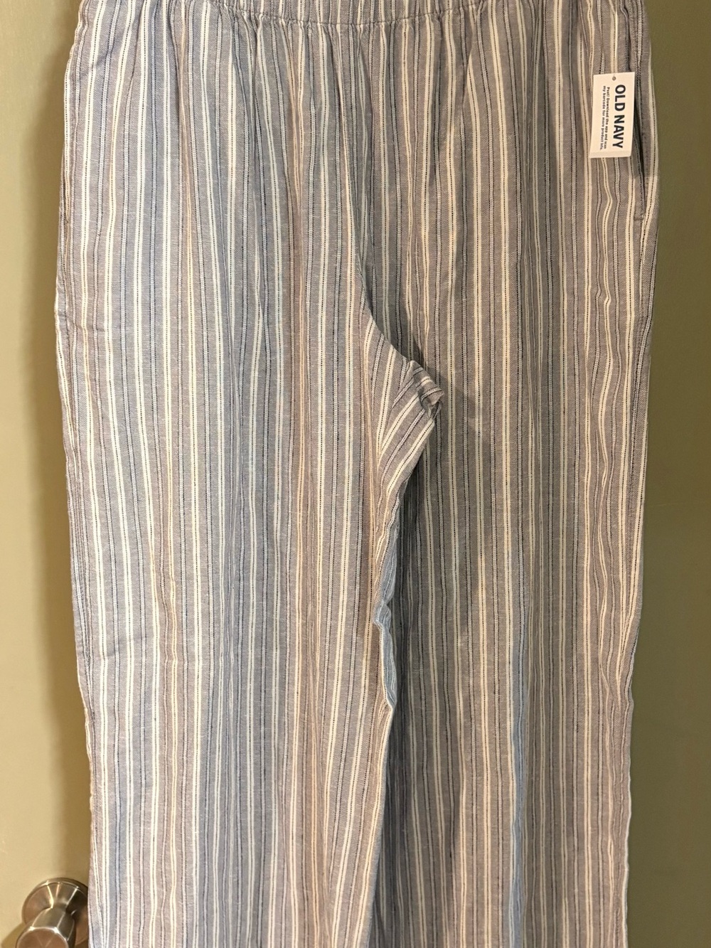 Old Navy Blue Stripe Women’s Linen-Blend Pants